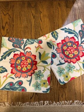 Frontgate Floral Pillow Cover in White with Pastel Accents - set of 2